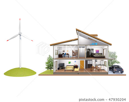 Eco house Residential detached wind power generation 47930204