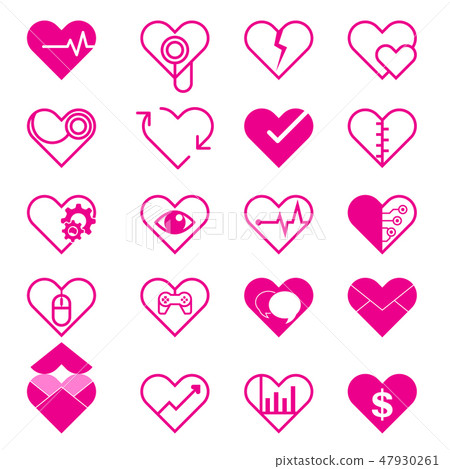 Set Heart Icon Isolated on White background-插圖素材 [47930261] - PIXTA圖庫