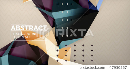Low poly design 3d triangular shape background, mosaic abstract design template Low poly design 3d triangular shape background, mosaic abstract design template 47930367