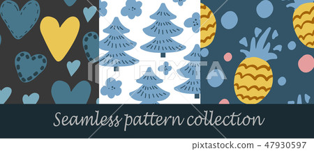 Floral seamless background set Floral seamless background set 47930597