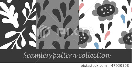 Floral seamless background set Floral seamless background set 47930598