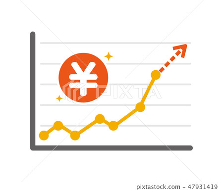 Japanese yen graph illustration (rising) Japanese yen graph illustration (rising) 47931419
