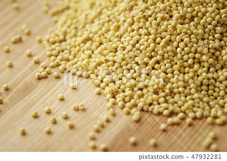 Millet fish riding on wood board 47932281