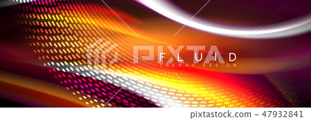 Fluid color neon wave lines background, neon liquid color futuristic paint template 47932841