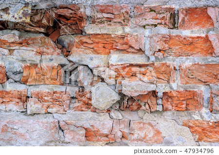 Destroyed brick wall, background. Destroyed brick wall, background. 47934796