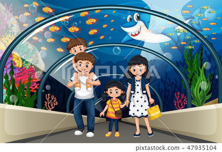 A family at sea aquarium 47935104