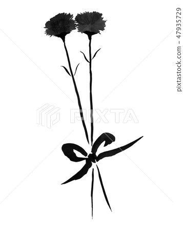 Carnation gift ink painting illustration gray handwritten 47935729