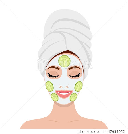 beautiful woman with facial mask 47935952