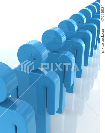 CG 3D illustration design matrix domino one column order crowded event sad funeral procession 47936024