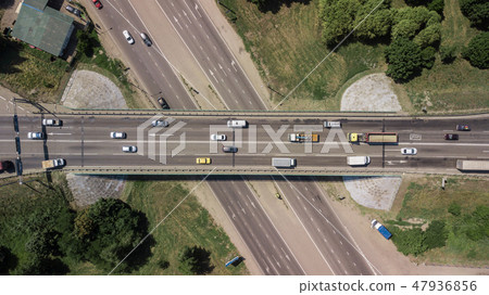 Expressway top view, Road traffic an important infrastructure Expressway top view, Road traffic an important infrastructure 47936856