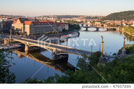 Prague panorama with the Vltava river Prague panorama with the Vltava river 47937890