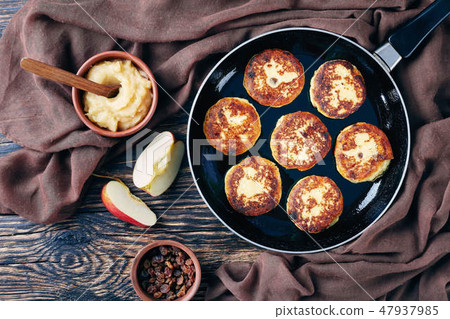 German Saxony Curd Potato pancakes, top view German Saxony Curd Potato pancakes, top view 47937985