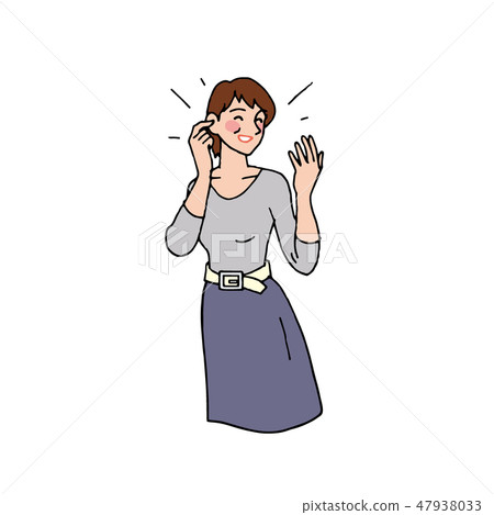 A woman holding an acupuncture point 47938033