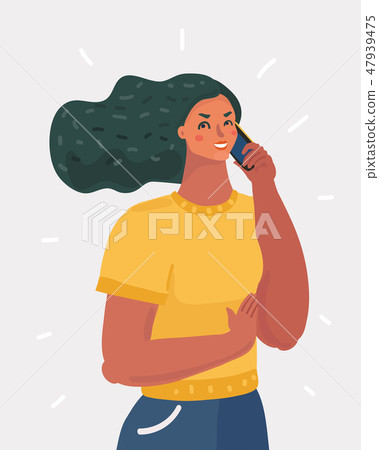 Woman talk by smartphone. 47939475