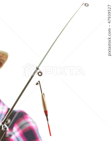 Closeup of fishing rod with big float waggler 47939527