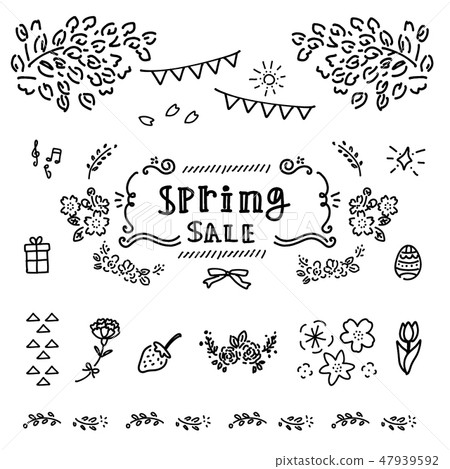 Spring hand-painted icon frame illustration... - Stock Illustration ...