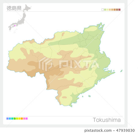 Map of Tokushima prefecture (contour line · color coding) Map of Tokushima prefecture (contour line · color coding) 47939830