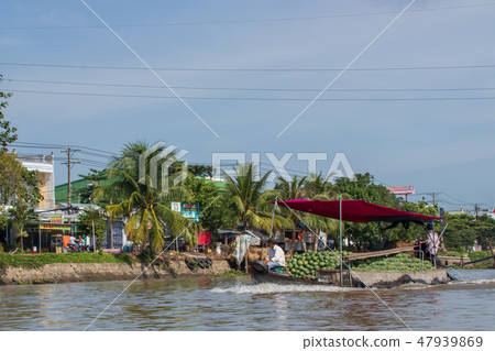 Vietnam Can Tho Mekong River Watermelon carrying ship 47939869