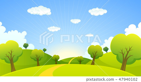Spring Or Summer Cartoon Landscape 47940102