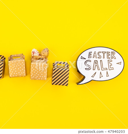 Creative Top view holiday Easter Sale Concept Creative Top view holiday Easter Sale Concept 47940203