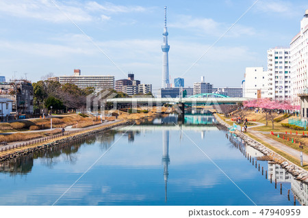 從前Nakagawa Fureai橋樑看的東京天空樹 47940959