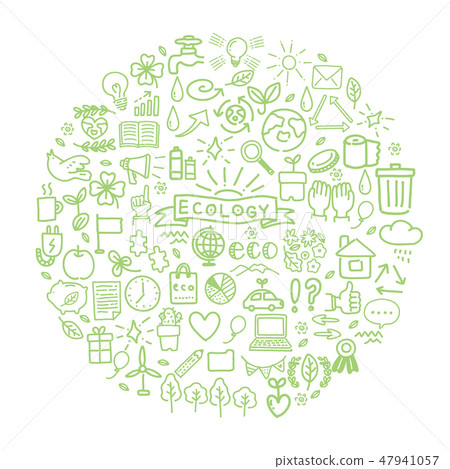 Eco-ecology image illustration icon set monochrome Eco-ecology image illustration icon set monochrome 47941057