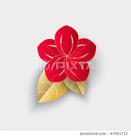Flower with Leaf Origami Chinese New Year Decor Flower with Leaf Origami Chinese New Year Decor 47941712