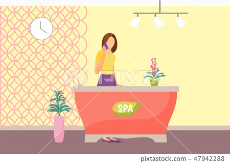 Spa Salon Reception Woman Receptionist Vector Spa Salon Reception Woman Receptionist Vector 47942288