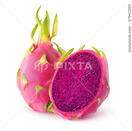 Isolated red fleshed dragon fruit Isolated red fleshed dragon fruit 47942804