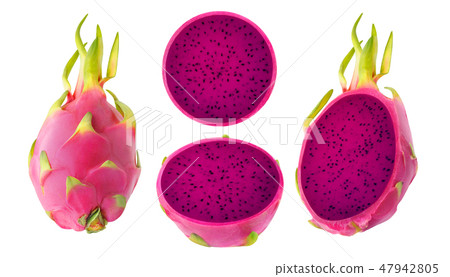 Collection of isolated red fleshed dragon fruits 47942805