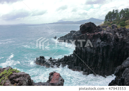 Daepo-dong Jangseoljeori,火山岩,海灘,海浪, Daepo-dong Jangseoljeori,火山岩,海灘,海浪, 47943553
