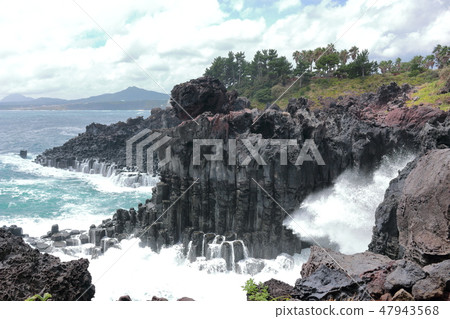 Daepo-dong Jangseoljeori, volcanic rock, beach, waves, Daepo-dong Jangseoljeori, volcanic rock, beach, waves, 47943568