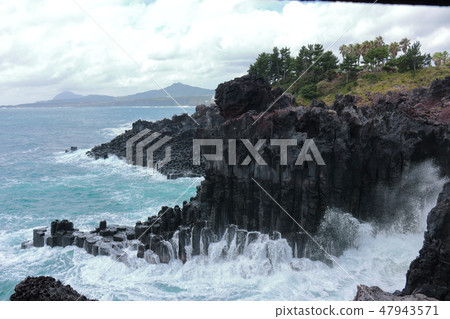 Daepo-dong Jangseoljeori，火山岩，海灘，海浪， 47943571