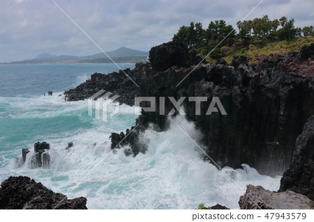 Daepo-dong Jangseoljeori, volcanic rock, beach, waves, 47943579
