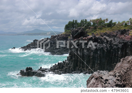 Daepo-dong Jangseoljeori，火山岩，海灘，海浪， 47943601