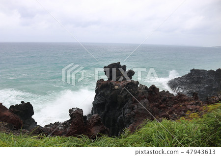 Daepo-dong Jangseoljeori，火山岩，海灘，海浪， 47943613