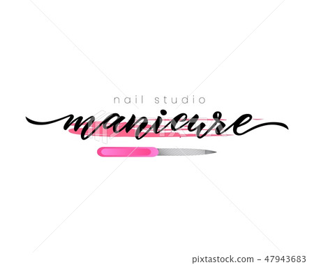 Hand lettering Manicure. Nail studio. Spot of nail polish. Vector Hand lettering Manicure. Nail studio. Spot of nail polish. Vector 47943683