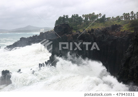 Daepo-dong Jangseoljeori, volcanic rock, beach, lava, wave, 47943831