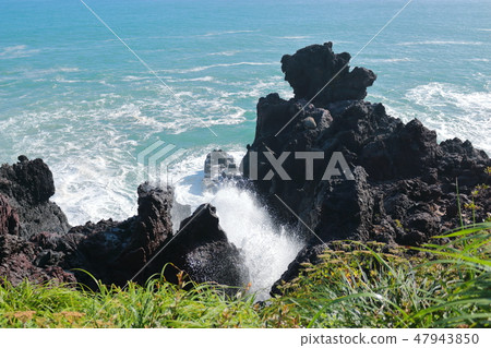 Daepo-dong Jangseoljeori, volcanic rock, beach, lava, wave, 47943850