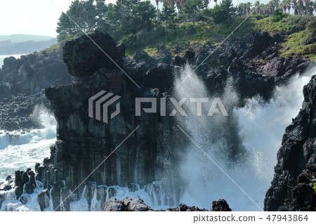 Daepo-dong Jangseoljeori, volcanic rock, beach, lava, wave, Daepo-dong Jangseoljeori, volcanic rock, beach, lava, wave, 47943864