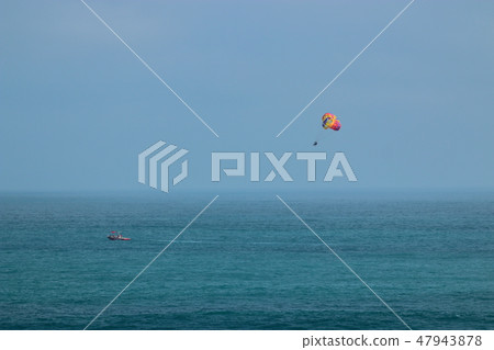 Parasailing, sea, ship, parachute, marine sports, 47943878