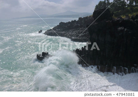 Daepo-dong Jangseoljeori, volcanic rock, beach, lava, wave, 47943881