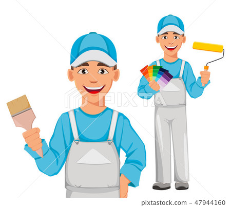 Painter man. Decorator cartoon character Painter man. Decorator cartoon character 47944160