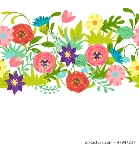 Seamless pattern with spring flowers. 47944217