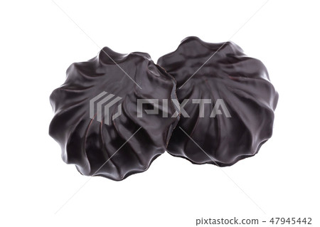 Chocolate covered marshmallows, traditional russian zephyr in chocolate isolated on white background Chocolate covered marshmallows, traditional russian zephyr in chocolate isolated on white background 47945442