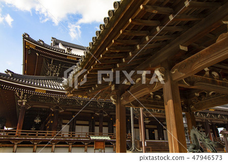 Japanese temple and blue sky. Wooden architecture structure 47946573