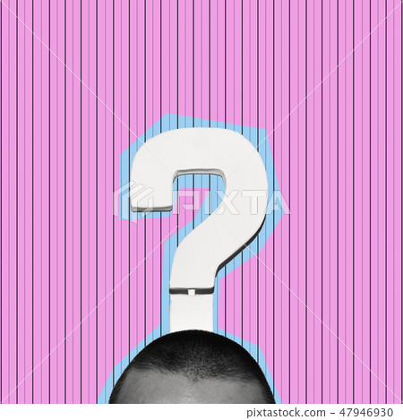 man and question mark, contemporary art collage 47946930