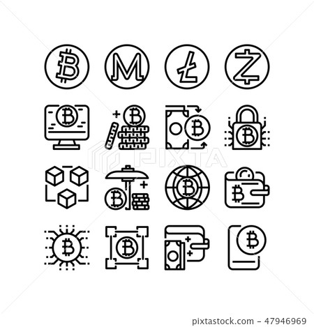 Cryptocurrency, Thin line icons 47946969