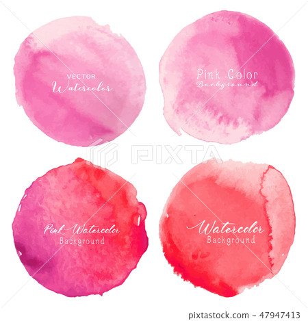 Pink watercolor circle set on white background. - Stock Illustration ...