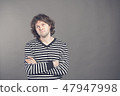 Portrait of caucasian man with bored fed up expression, looks displeased up, being tired to explain 47947998